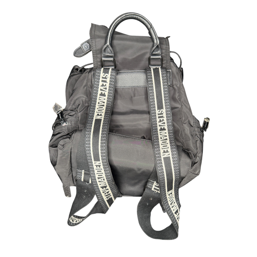 Steve Madden Black Nylon Backpack with Logo Straps - Picture 3 of 3